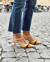 Pointed Color-Blocked Closed-Toe Sandals